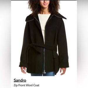 Sandra Zip Front Wool Coat